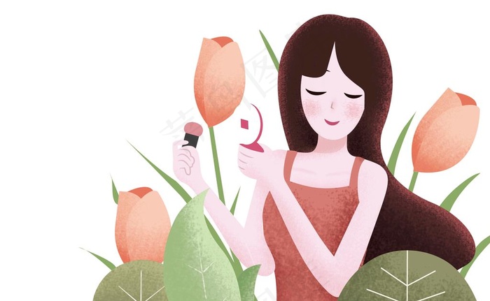 手绘女孩化妆图片