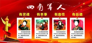 红色党背景四有军人宣传活动模板图片