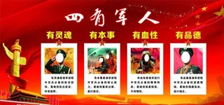 红色党背景四有军人宣传活动模板图片