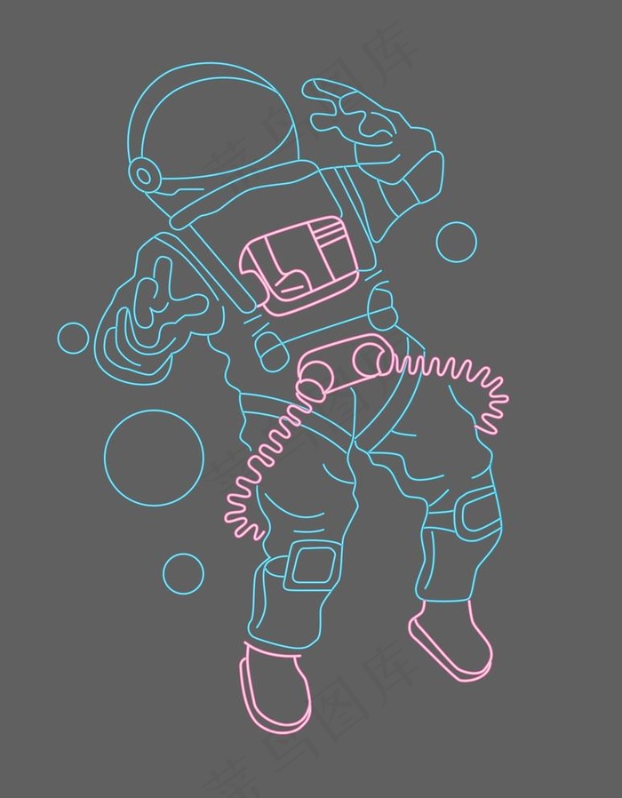 宇航员霓虹灯画图片