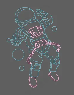 宇航员霓虹灯画图片