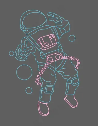 宇航员霓虹灯画图片