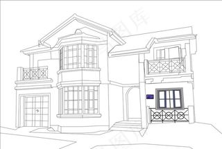 别墅房子线条矢量图图片