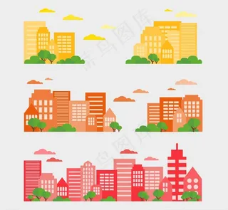 矢量手绘城市建筑图片