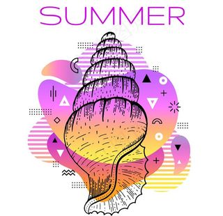 炫彩夏季海报海螺图片
