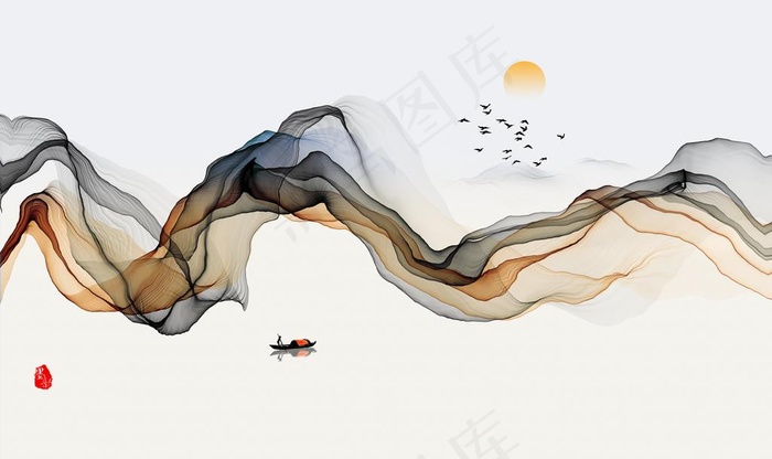 简约抽象水墨装饰画图片