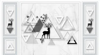 几何鹿背景墙图片