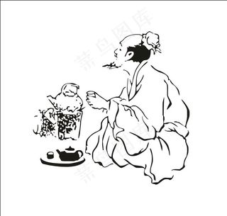 喝茶 古人 矢量图片