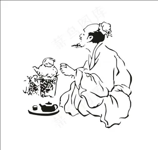 喝茶 古人 矢量图片