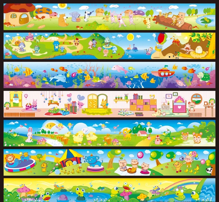 幼儿园背景 幼儿园墙画图片cdr矢量模版下载