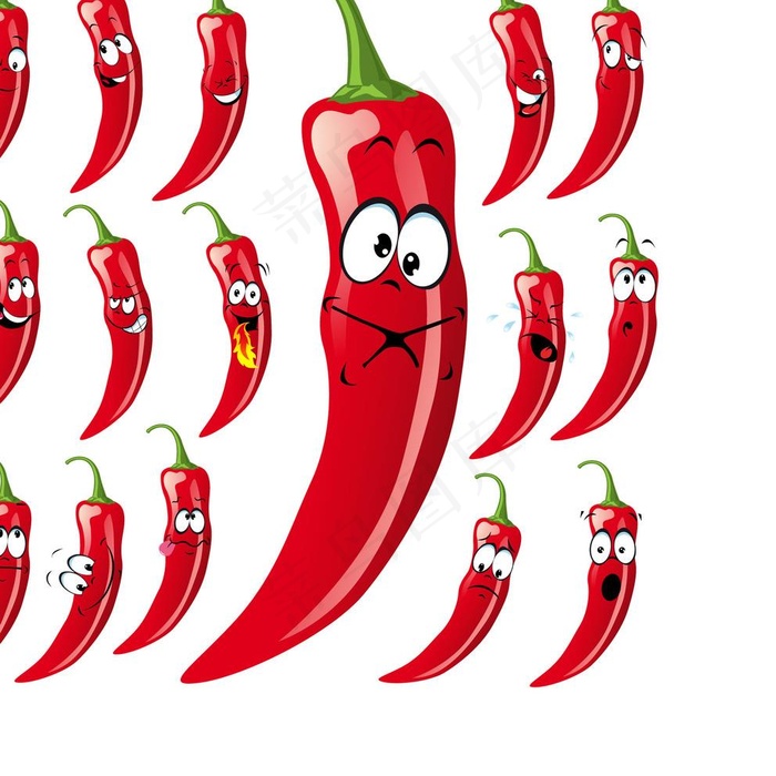 矢量 动感 红辣椒 可爱卡通图片