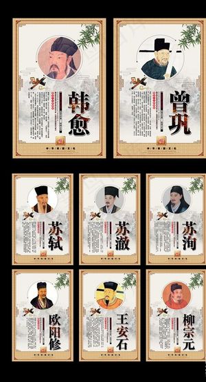 唐宋八大家展板设计图片