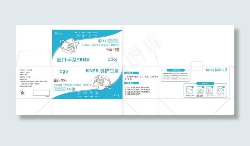 KN95口罩图片cdr矢量模版下载
