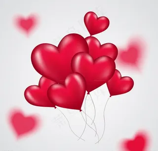 红色爱心气球束图片