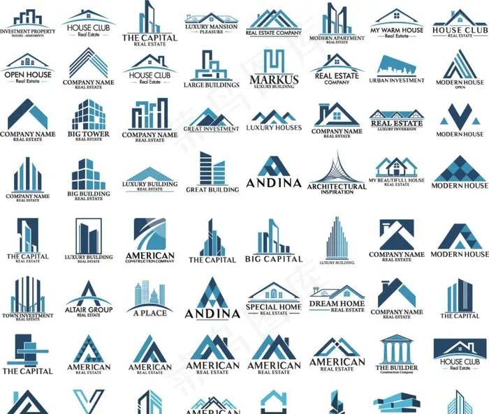 形态各异的建筑logo矢量素材图片ai矢量模版下载