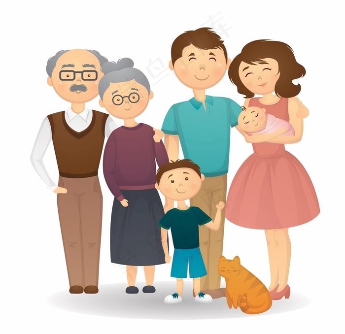 插画全家福图片