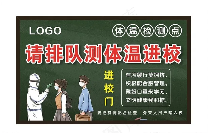 排队测体温进校图片