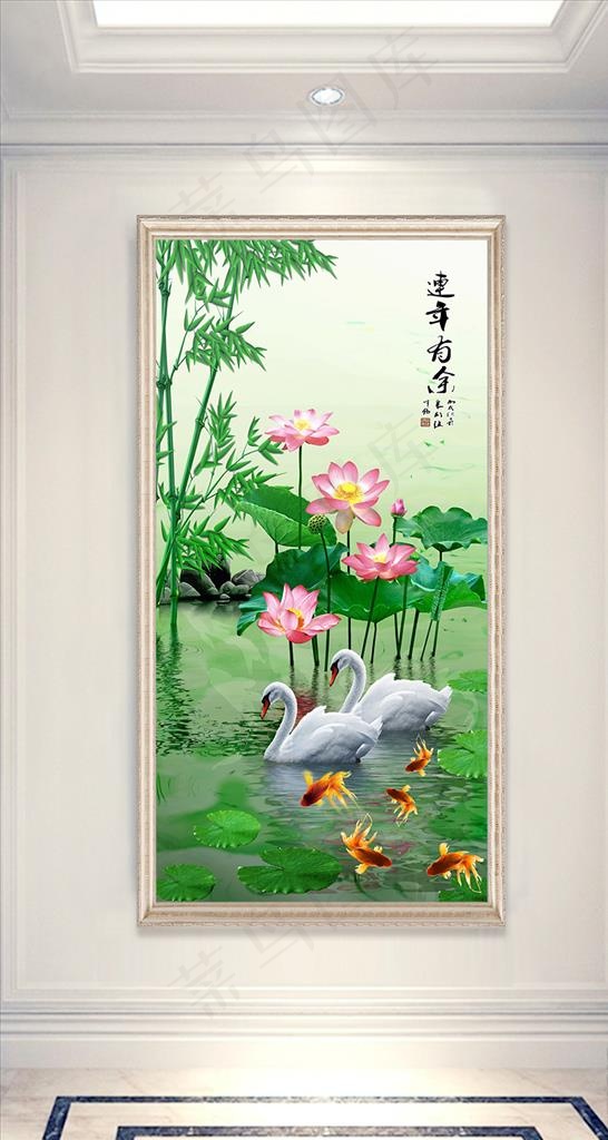 荷花玄关图片(3402X6803(DPI:72))psd模版下载