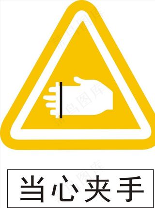 当心夹手标牌标识图片