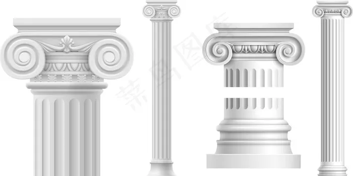 白色罗马柱建筑装饰矢量素材图片ai矢量模版下载