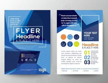 蓝色时尚抽象企业画册模板图片