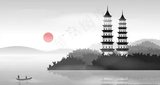 中国传统古塔建筑图片