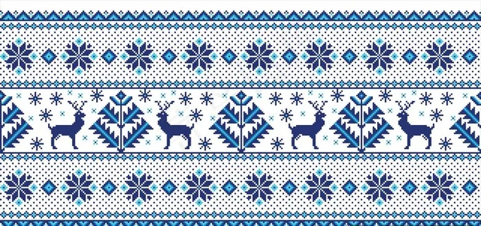 复古冬季针织花纹印花图案设计图片