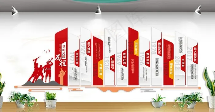 党的光辉历程文化墙图片ai矢量模版下载