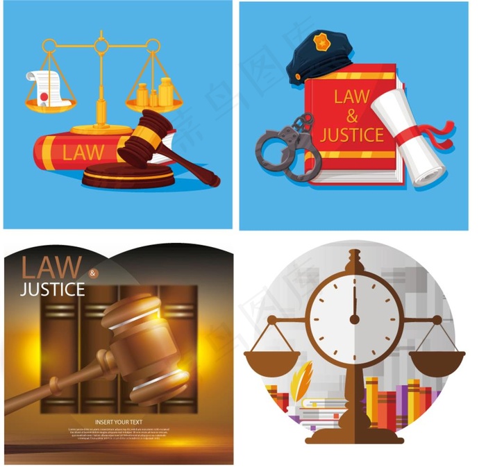 创意法律元素矢量素材图片