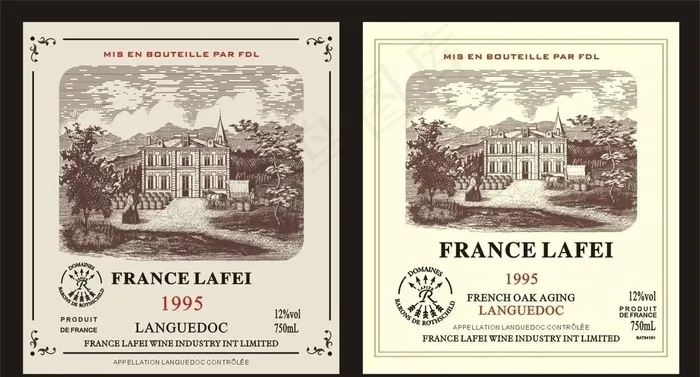 酒标 红酒标签 葡萄酒 包装设计 拉菲图片cdr矢量模版下载