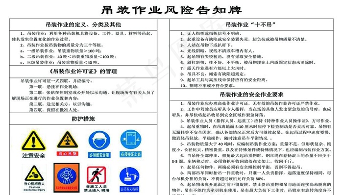 吊装作业风险告知牌图片