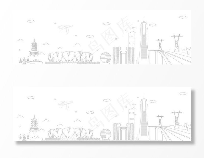 杭州城市线条图片