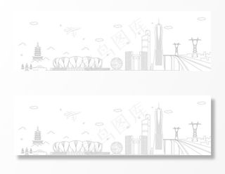 杭州城市线条图片