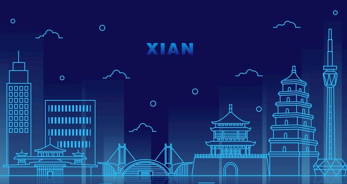 夜光城市西安地标建筑图片