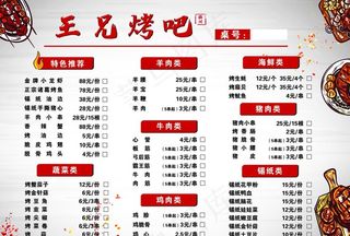 烧烤 菜单图片