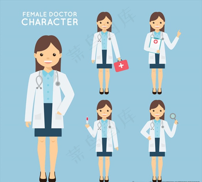 女医生用不同的工具图片