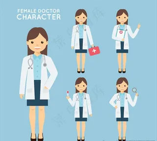 女医生用不同的工具图片
