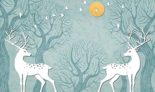 森林麋鹿背景墙图片