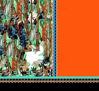 数码印花 外单花 大牌 方巾图片