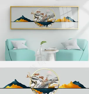 新中式水墨创意手绘松树鹿装饰画图片 新中式水墨创意手绘松树鹿装饰画图片