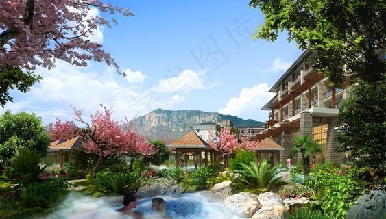 温泉景观效果图图片