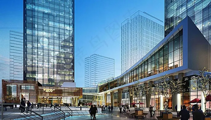 商场夜景商业广场psd效果图图片