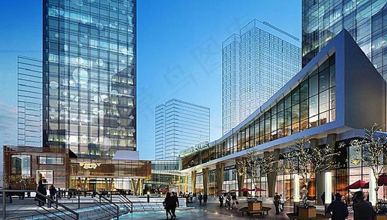 商场夜景商业广场psd效果图图片