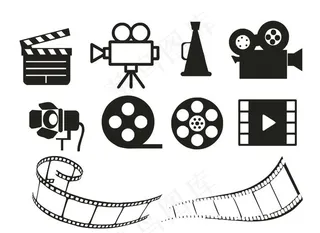 电影片场胶片道具矢量元素图片