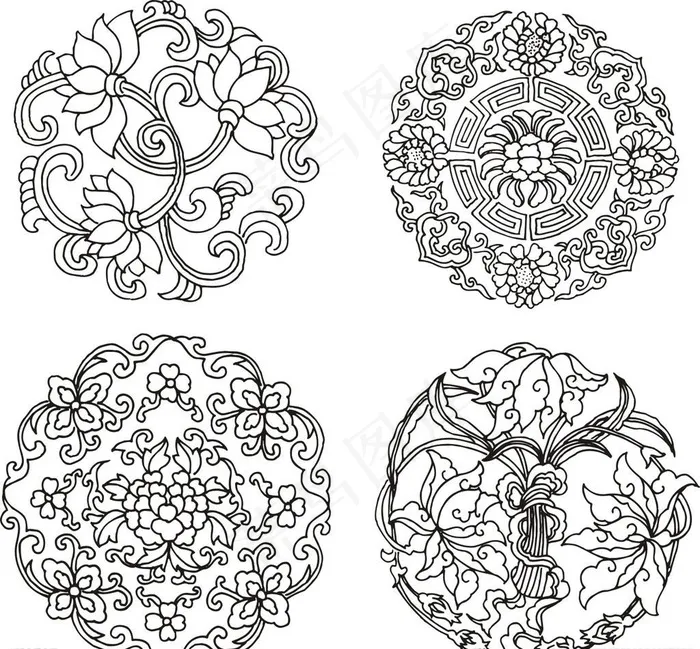 中国圆花纹图片cdr矢量模版下载