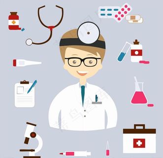 医生医疗器械扁平风矢量图图片