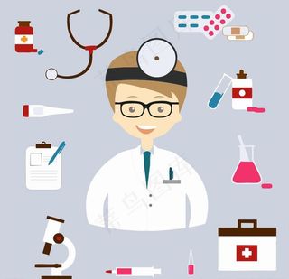医生医疗器械扁平风矢量图图片