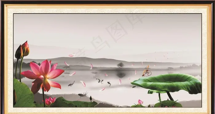 山水画图片cdr矢量模版下载