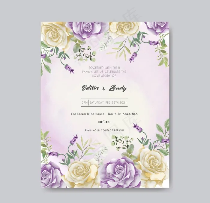 花卉邀请函图片(1000X1000)eps,ai矢量模版下载