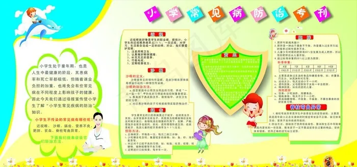 小学生常见病防治版报图片cdr矢量模版下载
